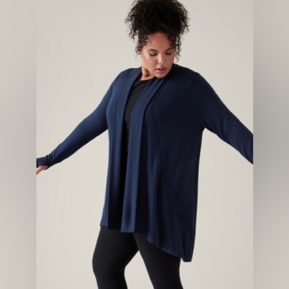 Navy Open-Front Women's Cardigan Sweater